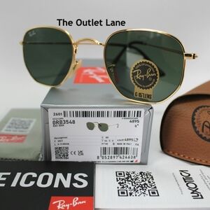 Model Display RayBan Hexagonal Green G15 Lens RB3548N Gold Frame